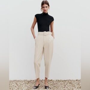 ZARA PANTS WITH FABRIC-COVERED BELT
